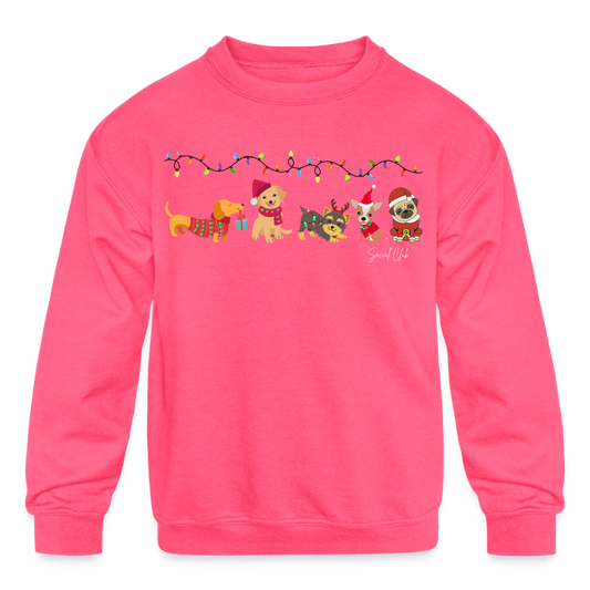 Xmas Puppies Kids' Crew - neon pink