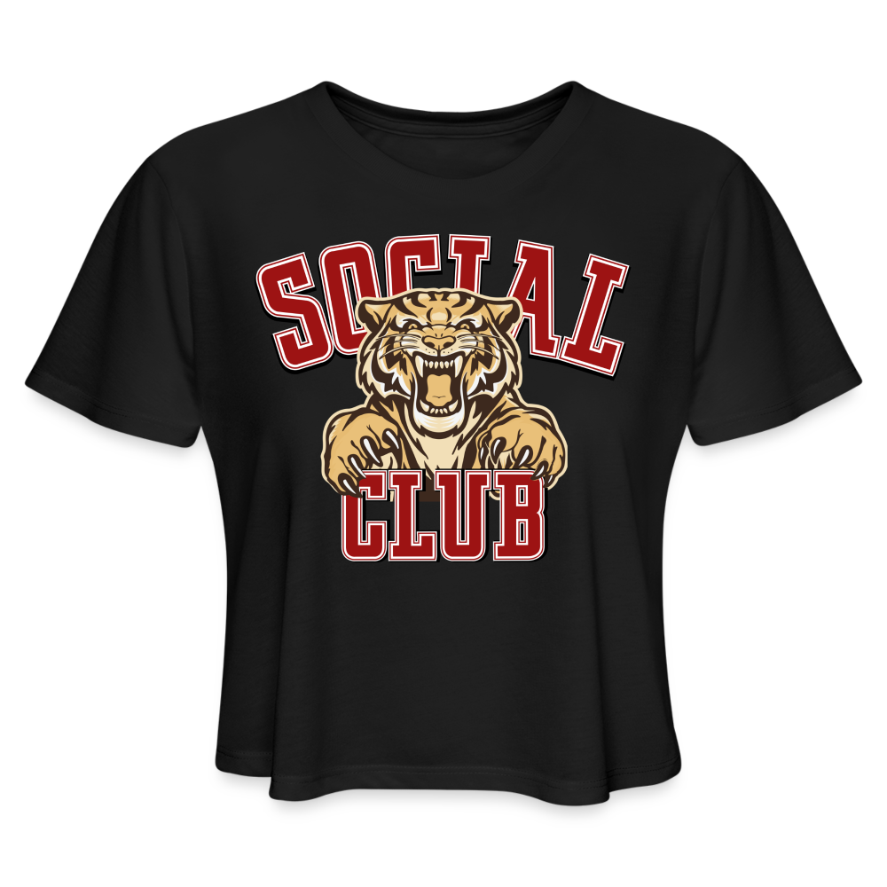 SOCIAL CLUB TIGER HEATHERED Cropped T-Shirt - black