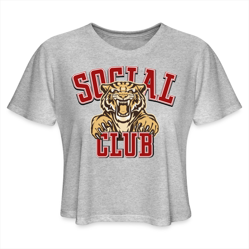 SOCIAL CLUB TIGER HEATHERED Cropped T-Shirt - heather gray