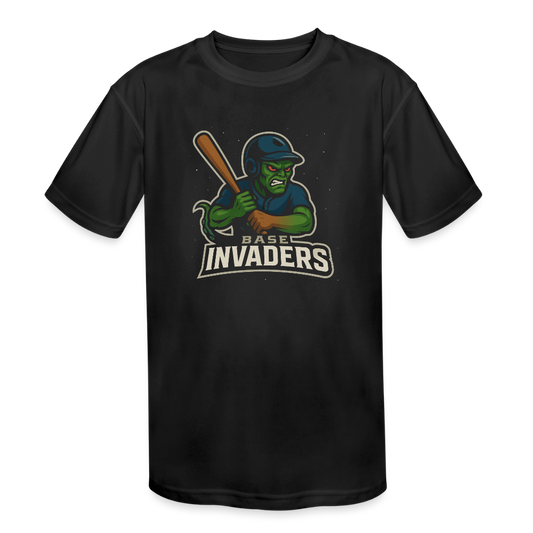Base Invaders Kids' Moisture Wicking Performance T-Shirt - black