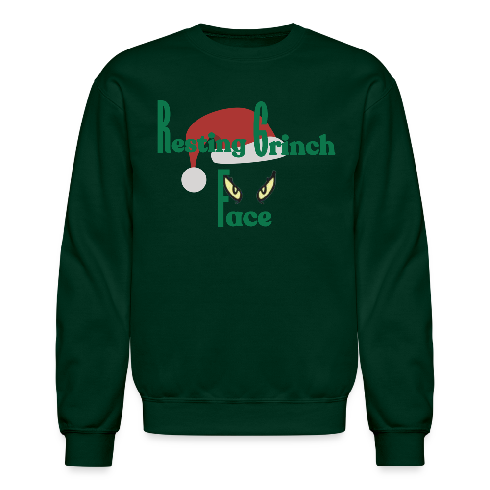 Resting Grinch Face Crew - forest green