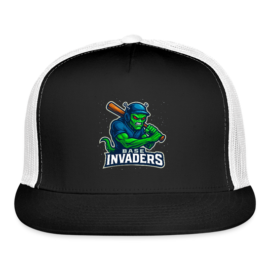 Base Invaders | Adult Baseball Cap - black/white
