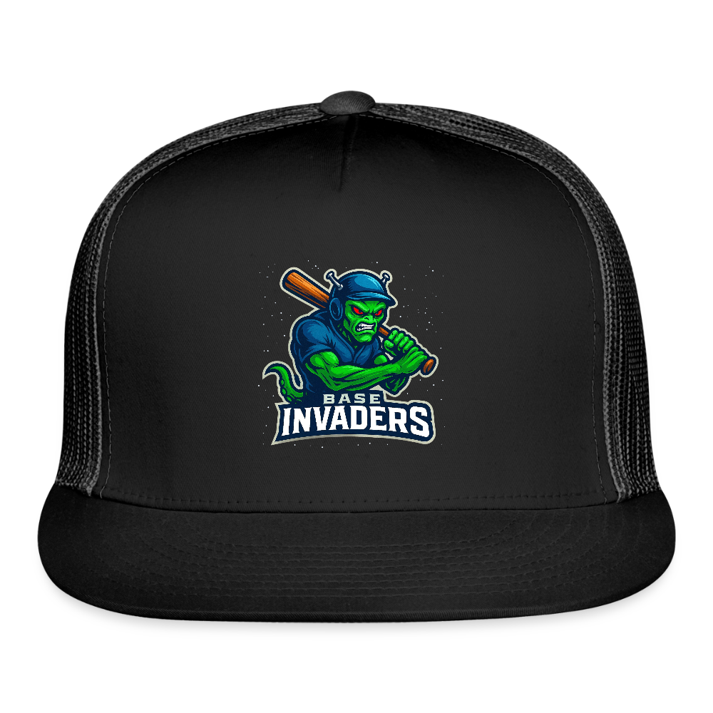 Base Invaders | Adult Baseball Cap - black/black