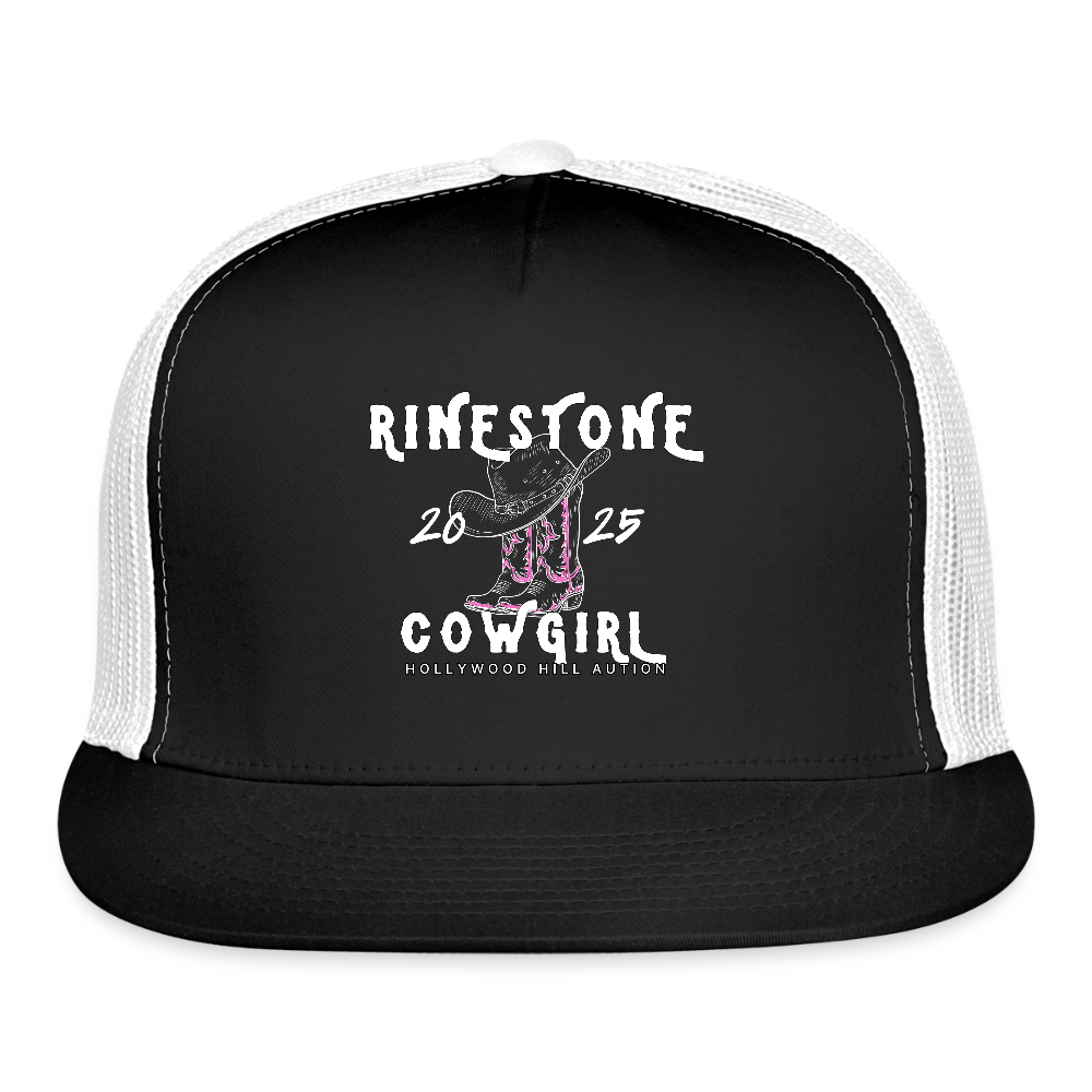HH Rine-stone Cowgirl Trucker Hat - black/white