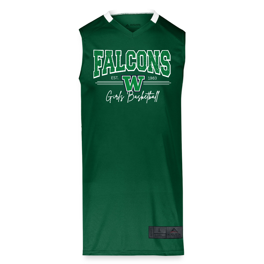 FALCONS #2 SLEEVLESS - Youth Step-Back Basketball Jersey - dark green/white