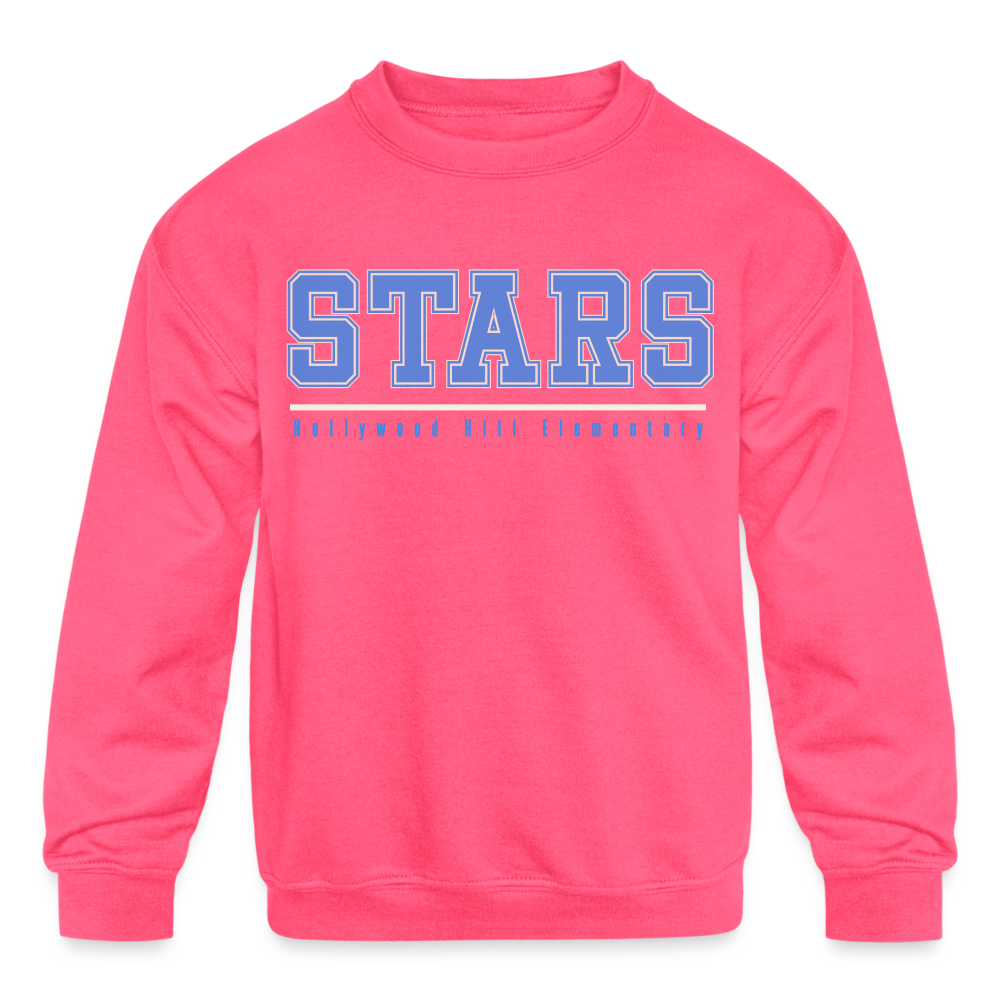 STARS UNDERLINED Kids' Crew - neon pink