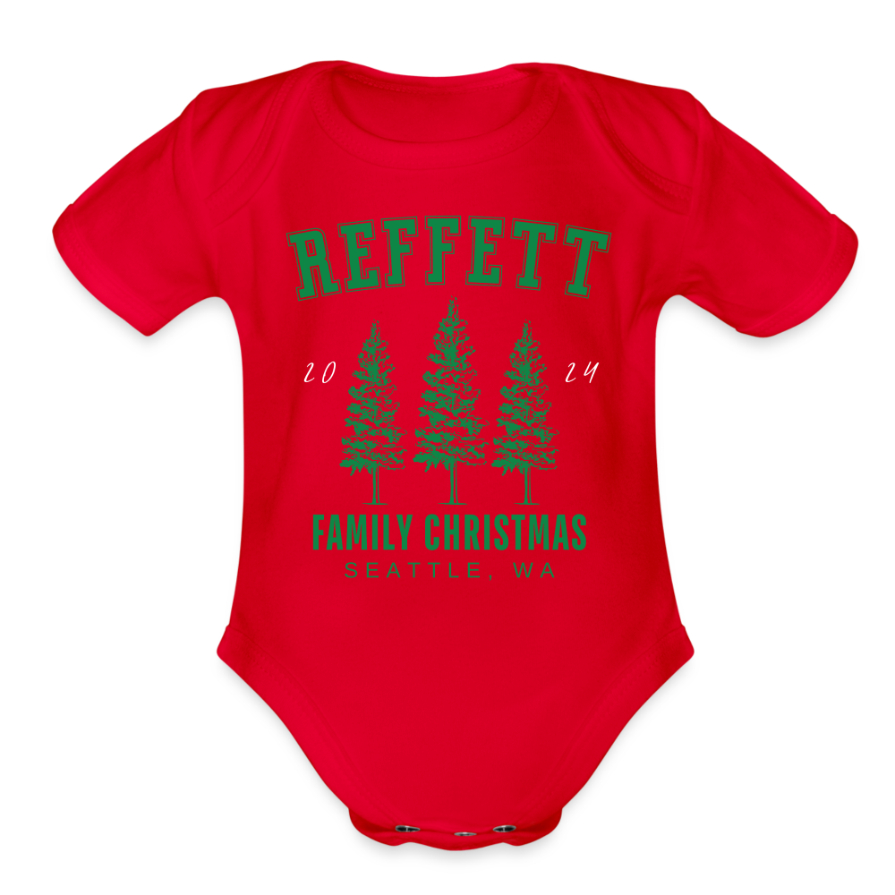 REFFETT FAMILY - Green on Red Organic  Baby Onsie - red