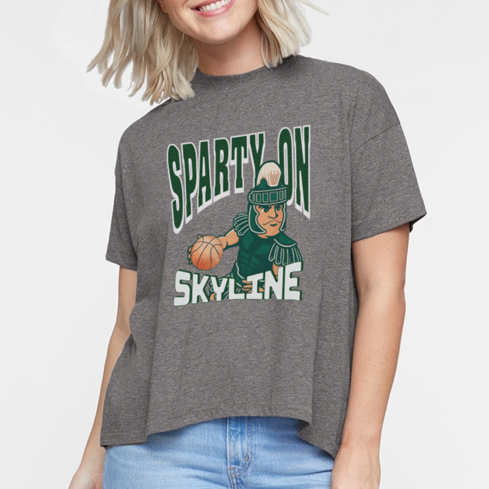 SPARTY ON BBALL Women's Hi-Lo Tee - granite heather