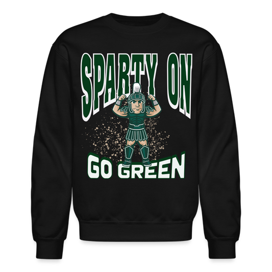 Sparty on big Crewneck Sweatshirt - black