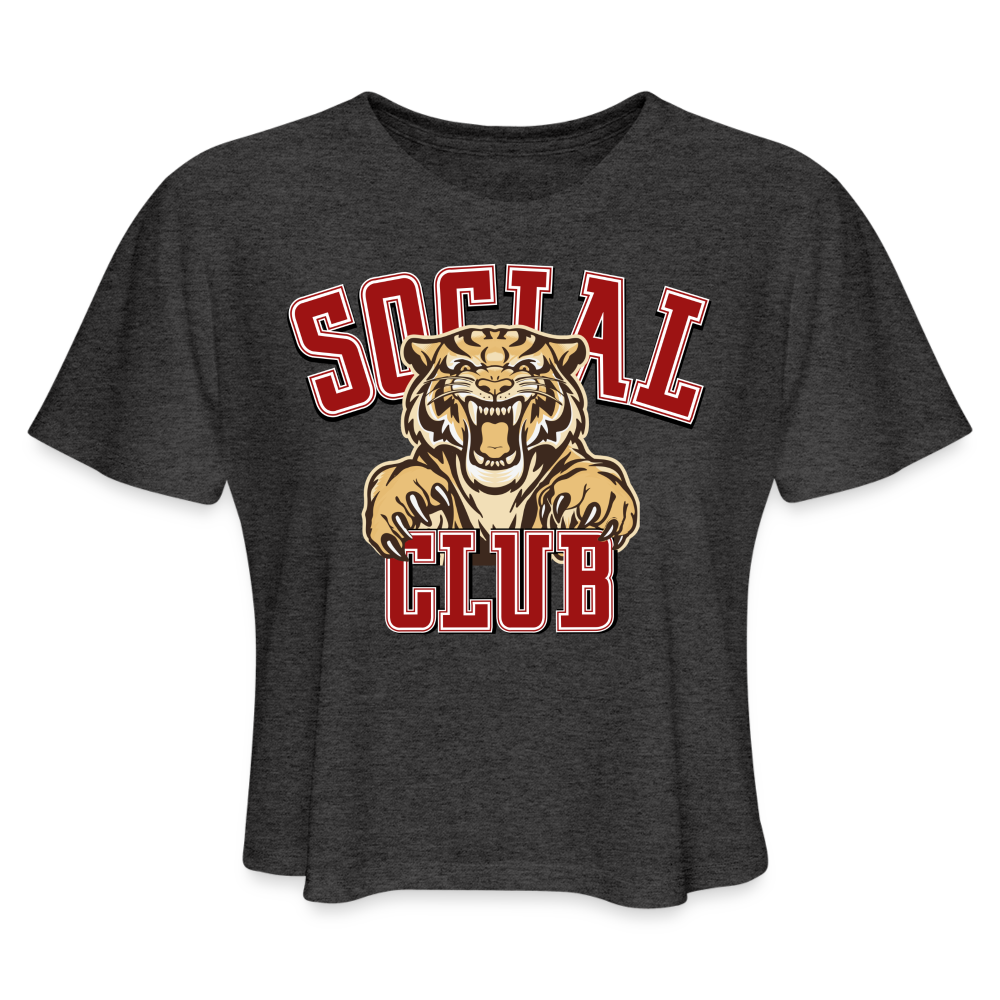 SOCIAL CLUB TIGER HEATHERED Cropped T-Shirt - deep heather