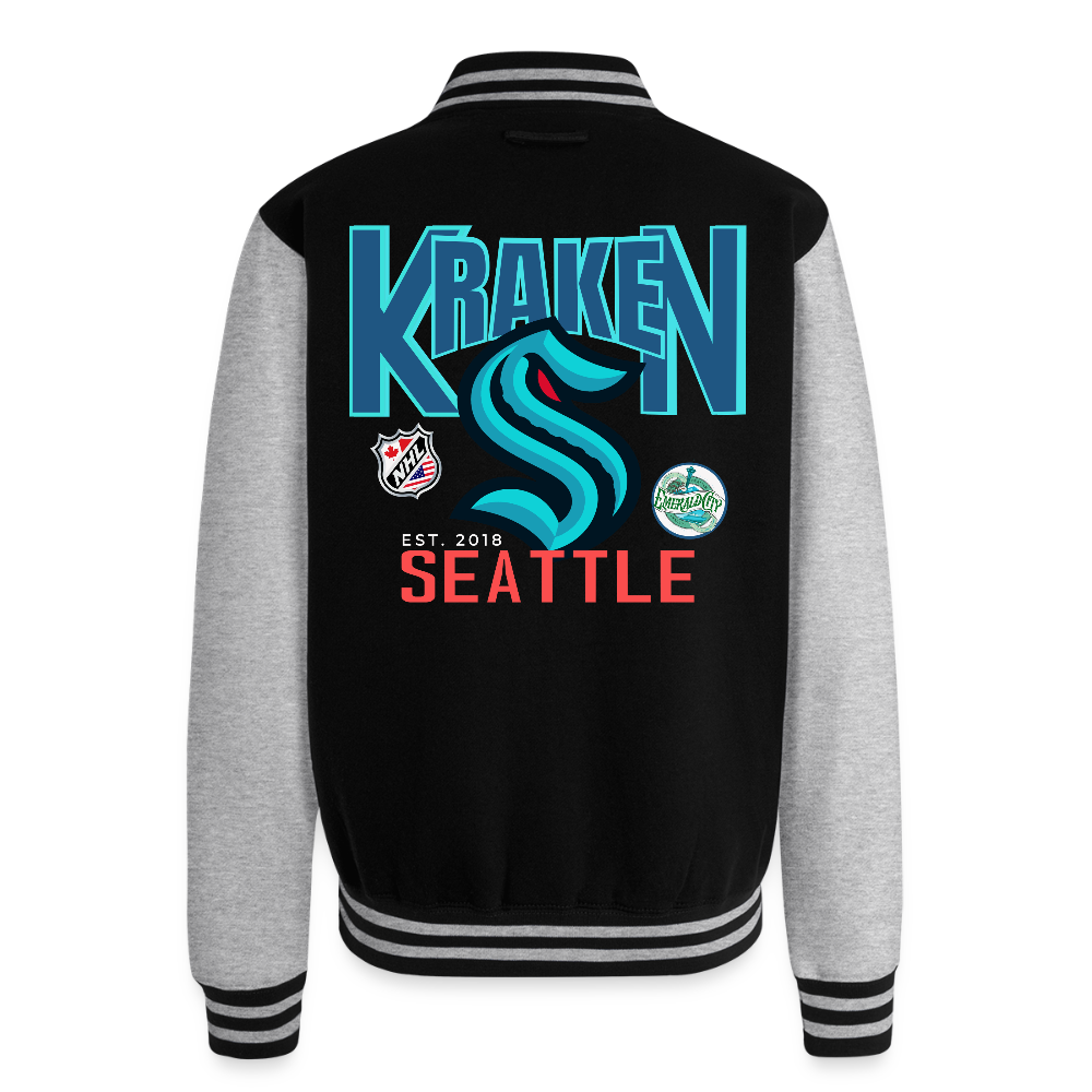 Kraken Heavyweight Letterman Jacket - black/heather grey
