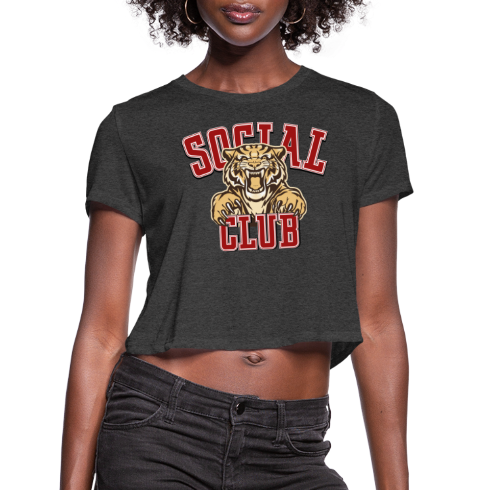 SOCIAL CLUB TIGER HEATHERED Cropped T-Shirt - deep heather