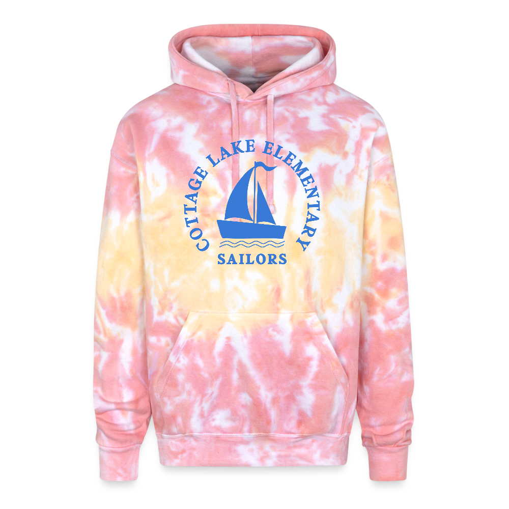 COTTAGE LAKE SPRING HOODIE | Adult Tie Dye Hoodie - funnel cake