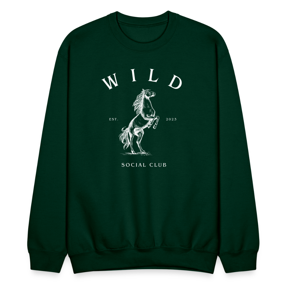 COZY AND WILD WHITE CREWNECK - forest green