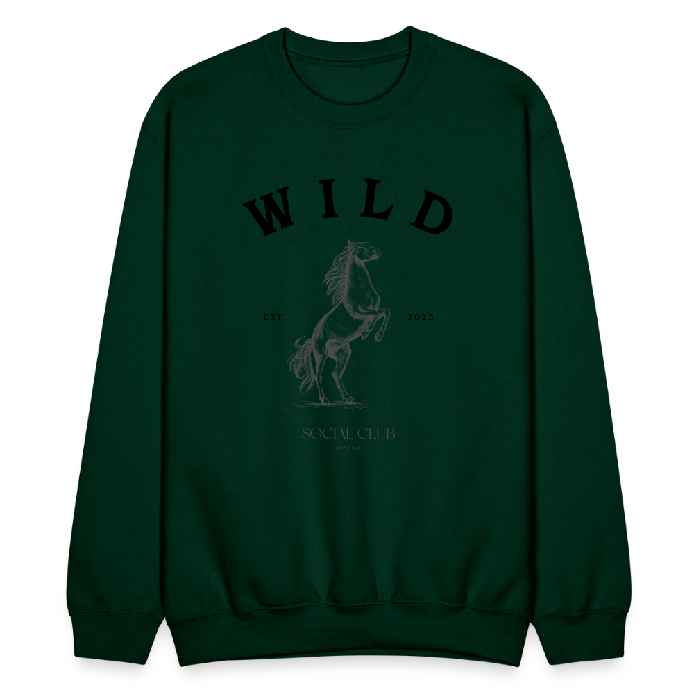 COZY AND WILD BLACK CREWNECK - forest green