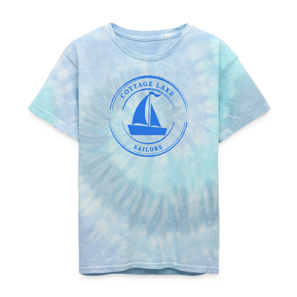 COTTAGE LAKE SPRING #4 | Kid's Tie Dye T-Shirt - blue lagoon
