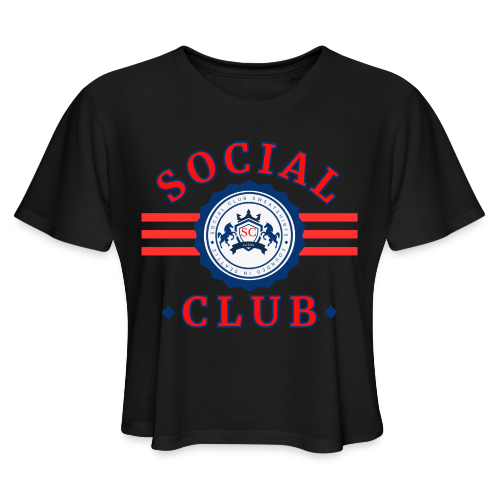 Social Club Women's Cropped T-Shirt - black