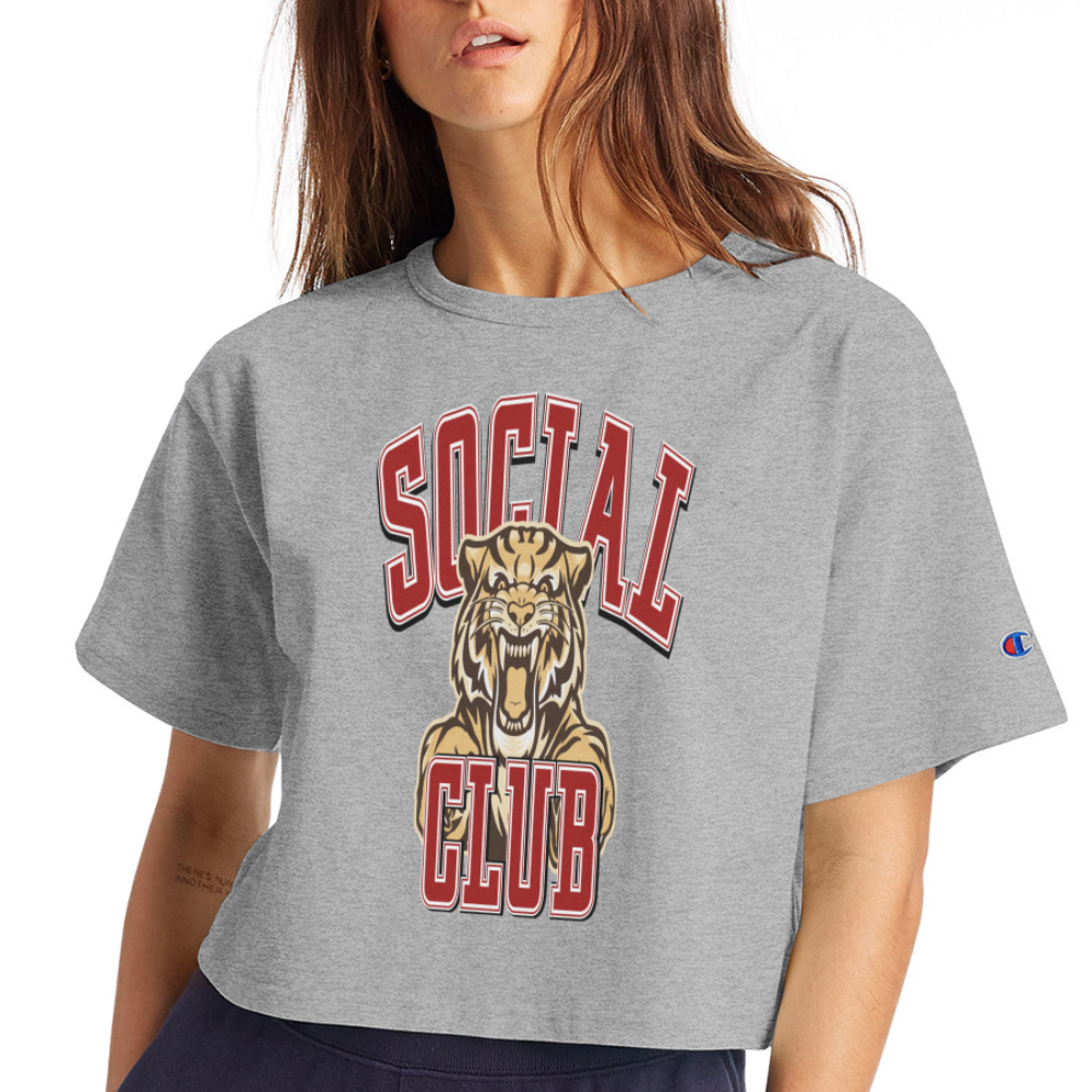 SOCIAL CLUB TIGER  Cropped T-Shirt - heather gray