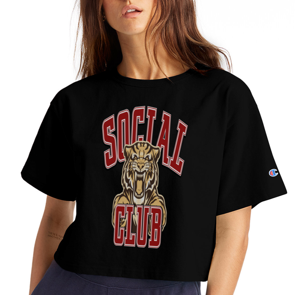 SOCIAL CLUB TIGER  Cropped T-Shirt - black