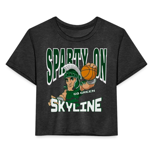 SLAM DUNK SPARTY ON Cropped T-Shirt - deep heather