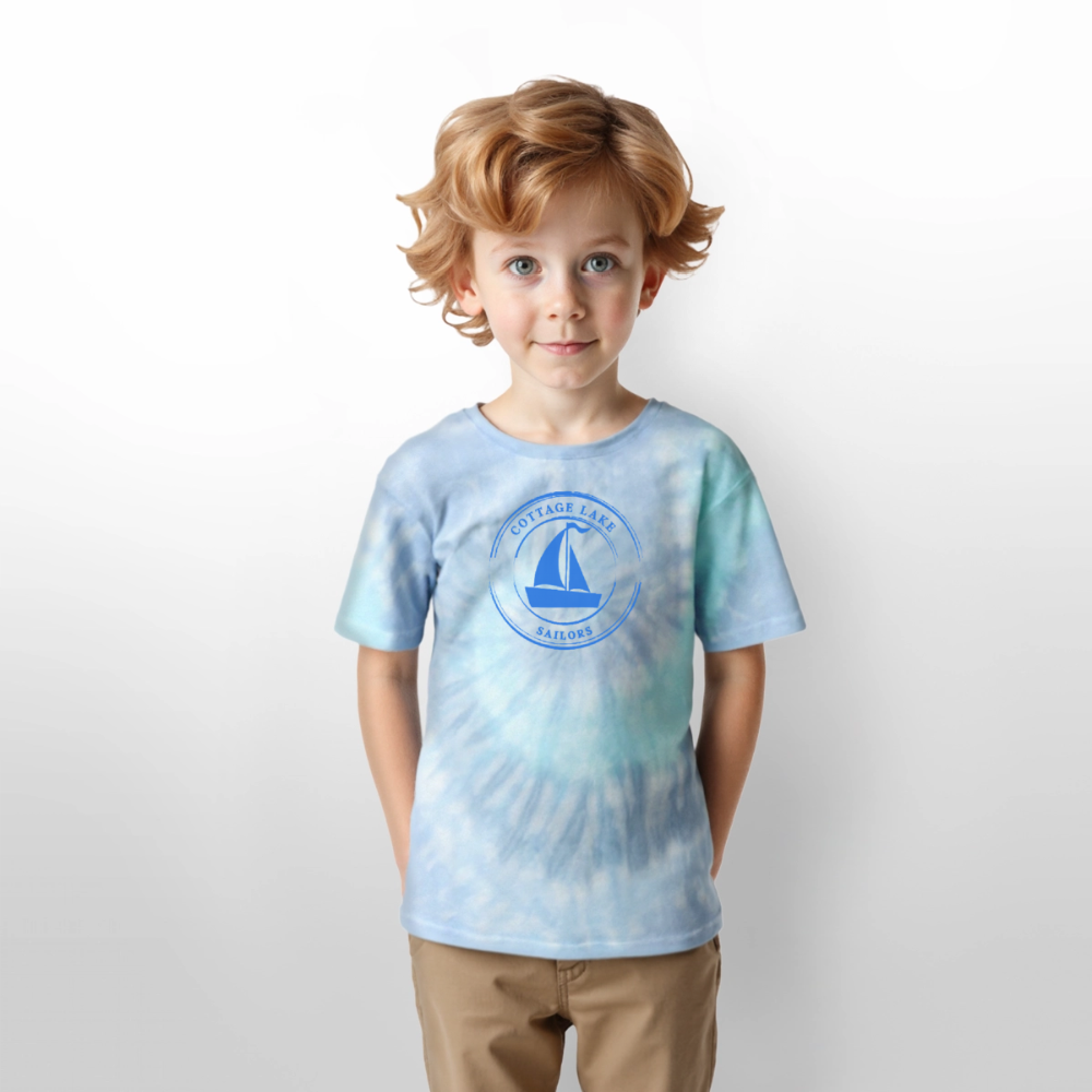 COTTAGE LAKE SPRING #4 | Kid's Tie Dye T-Shirt - blue lagoon