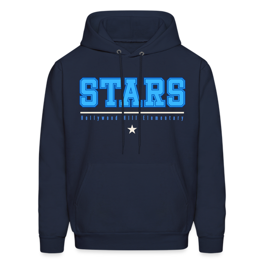 BLUE / BLUE STARS UNDERLINED Adult Hoodie - navy