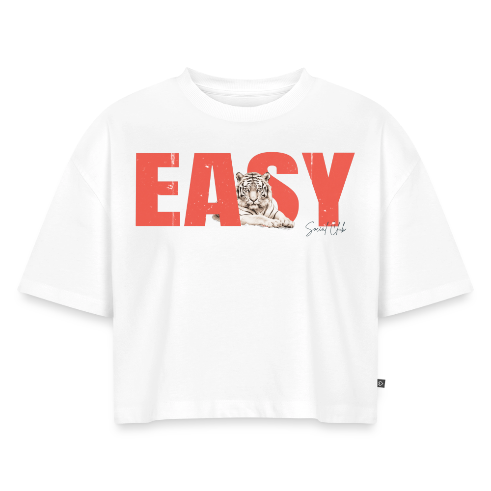 EASY  | Women's Oversized Organic Cropped T-Shirt - white