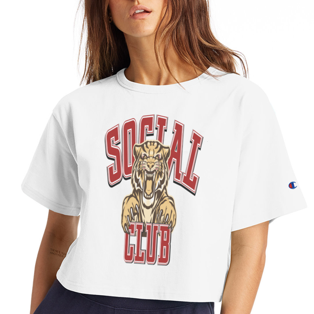 SOCIAL CLUB TIGER  Cropped T-Shirt - white