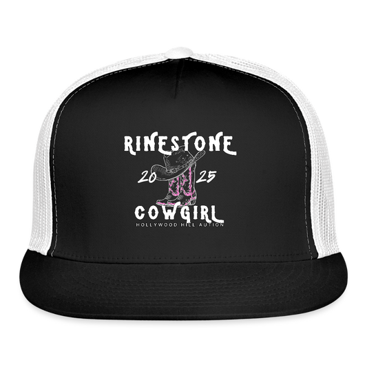 HH Rine-stone Cowgirl Trucker Hat - black/white