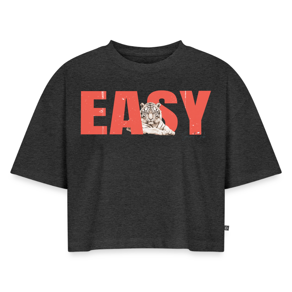 EASY  | Women's Oversized Organic Cropped T-Shirt - heather anthracite