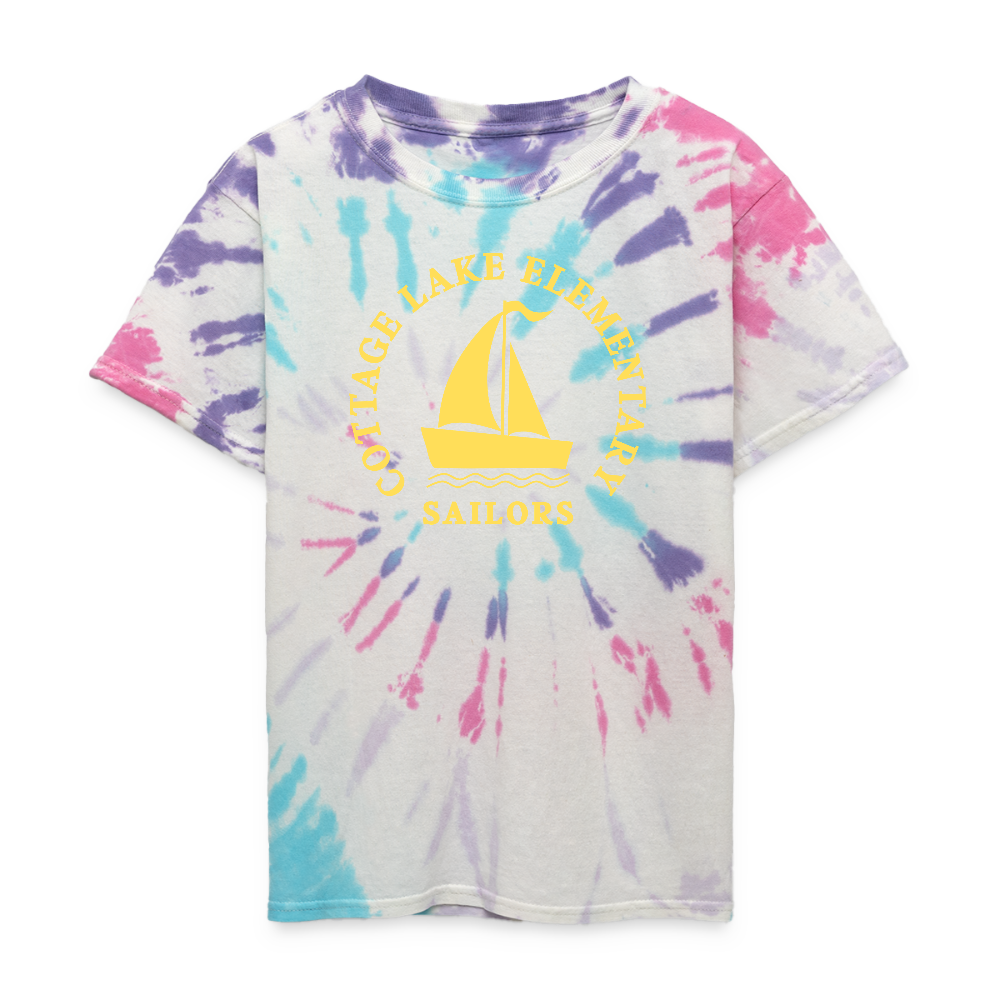 COTTAGE LAKE SPRING #2 | Kid's Tie Dye T-Shirt - Pastel Spiral