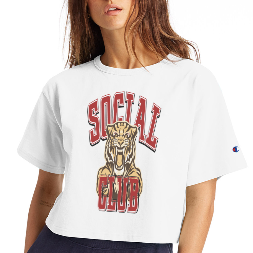 SOCIAL CLUB TIGER  Cropped T-Shirt - white