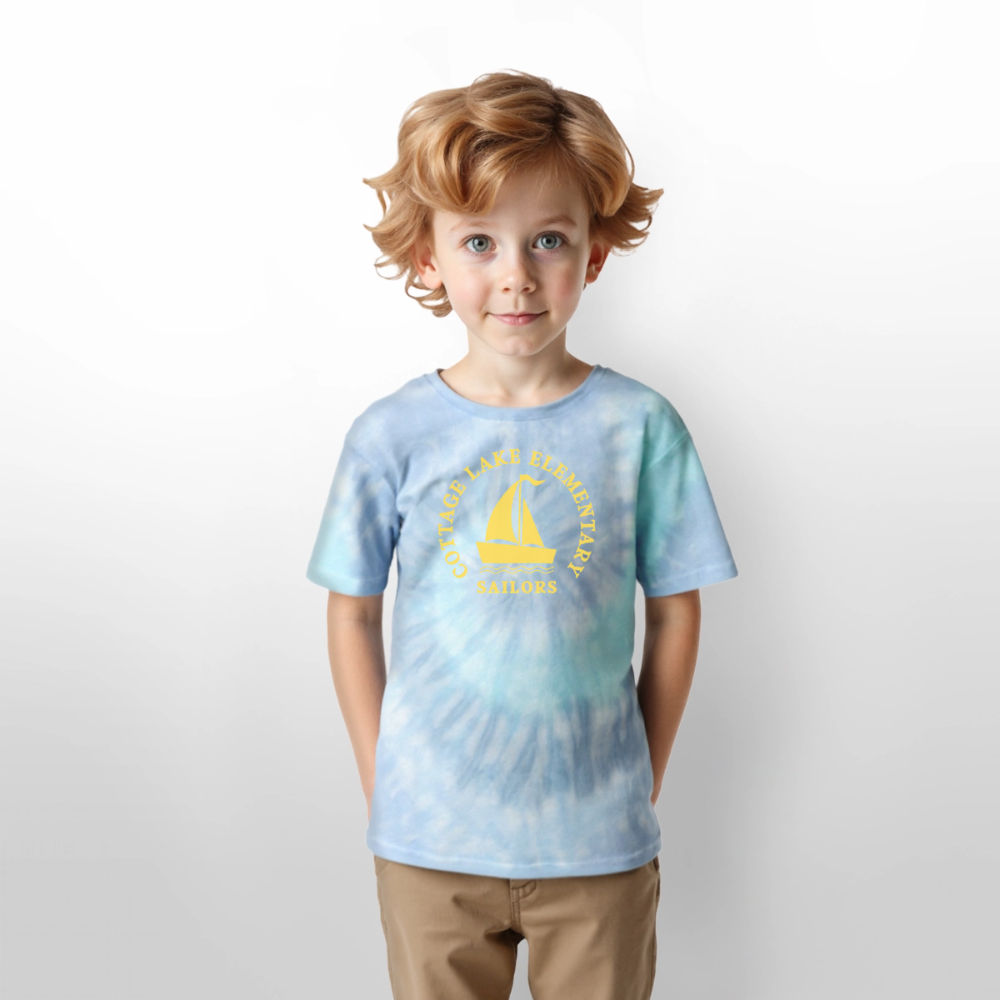 COTTAGE LAKE SPRING #2 | Kid's Tie Dye T-Shirt - blue lagoon