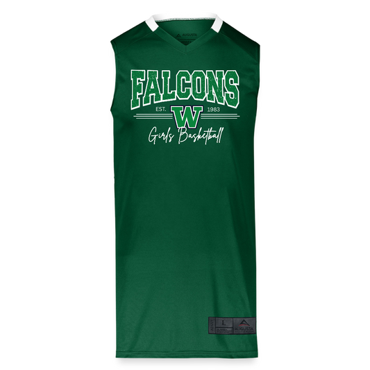 FALCONS #2 SLEEVLESS - Youth Step-Back Basketball Jersey - dark green/white