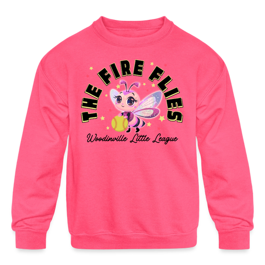 Fire Flies | Kids' Crewneck Sweatshirt - neon pink