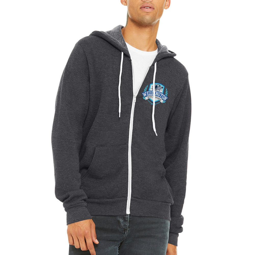 Wellington Adult Full Zip Hoodie - charcoal grey