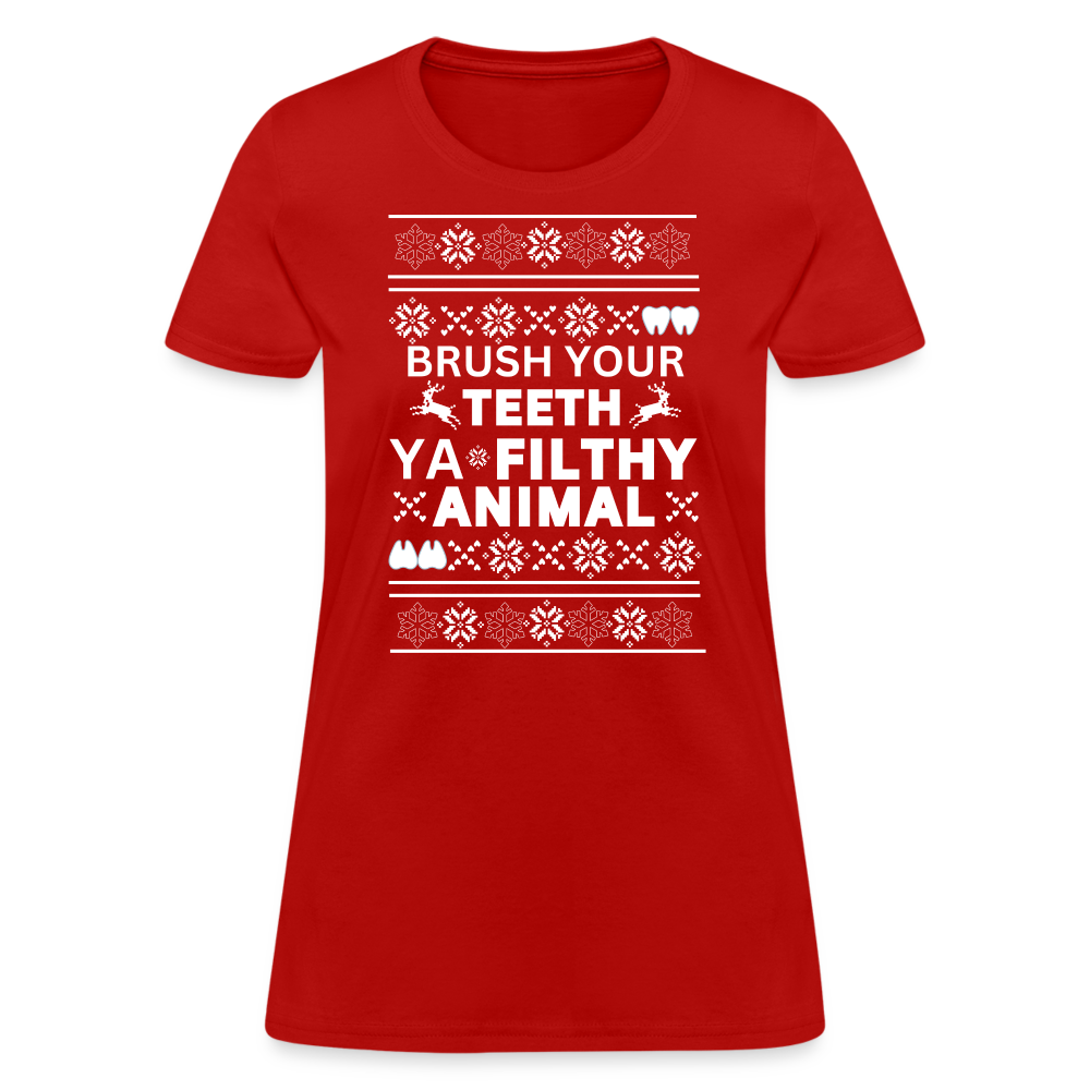 Filthy Animal Women's Tee - Dentist Addition - red