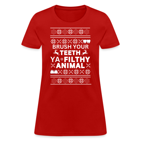 Filthy Animal Women's Tee - Dentist Addition - red