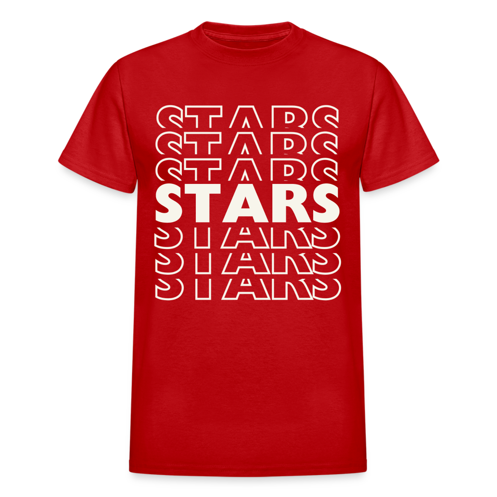 BOLD STARS ON REPEAT Adult T-Shirt - red