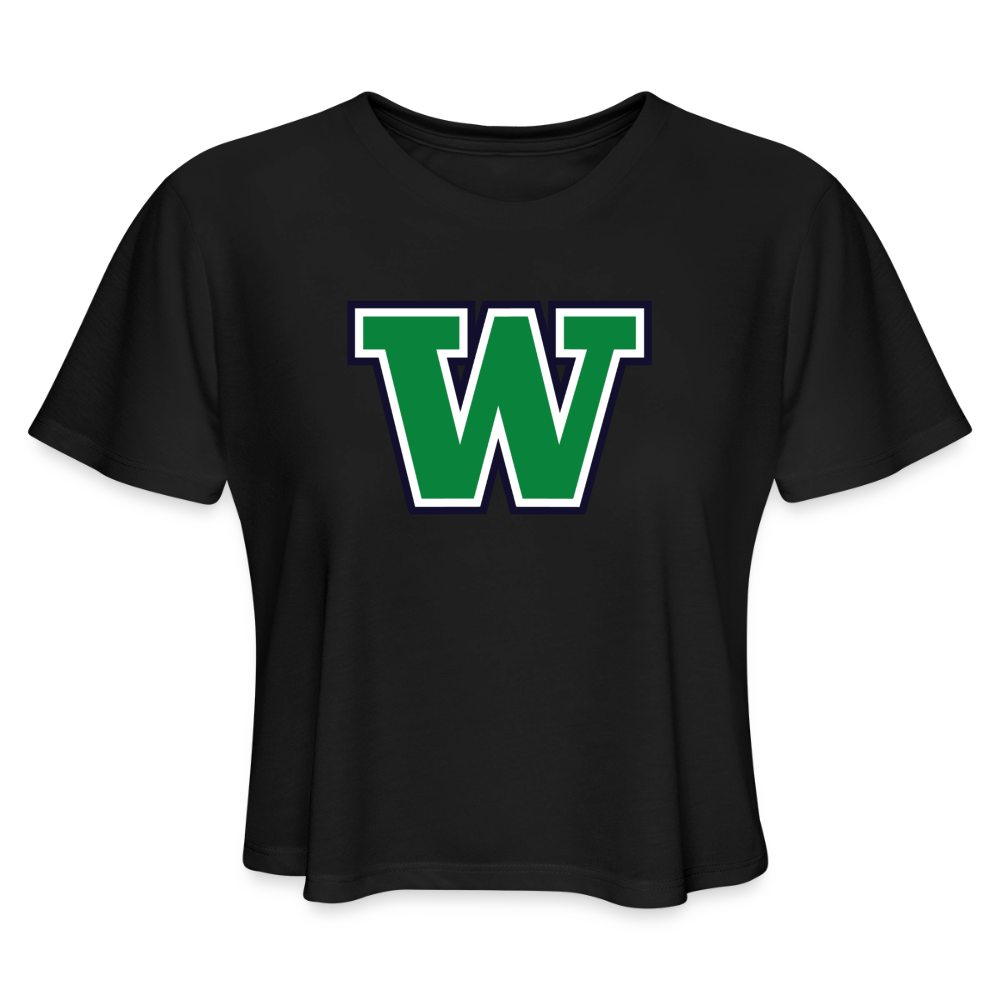 W for Woodinville | Women's Flow Cropped T-Shirt - black