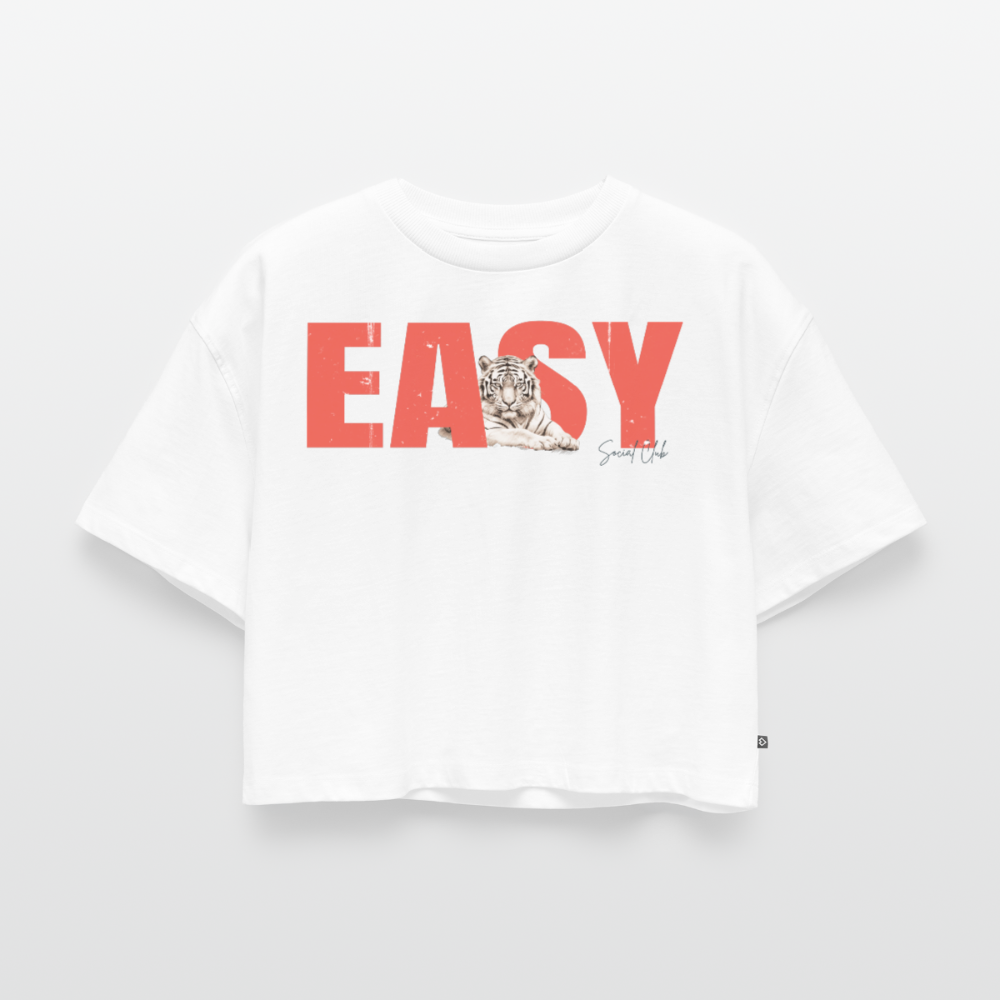 EASY  | Women's Oversized Organic Cropped T-Shirt - white