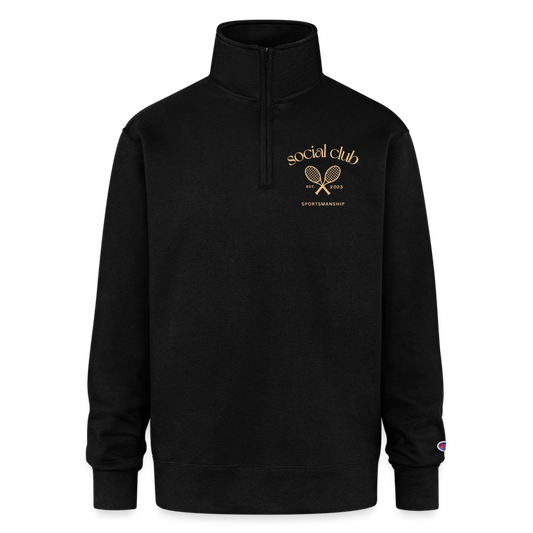 Social Club 1/4 Zip Pullover Sweatshirt - black