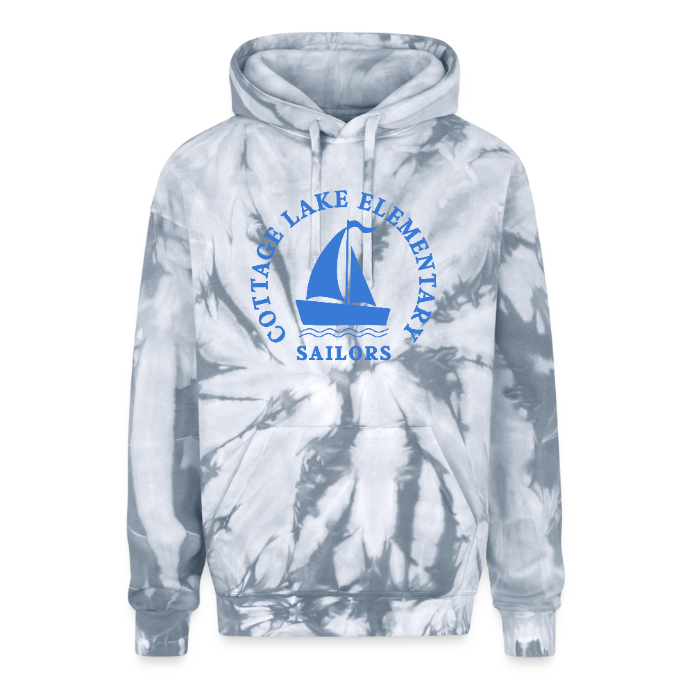 COTTAGE LAKE SPRING HOODIE | Adult Tie Dye Hoodie - spider silver