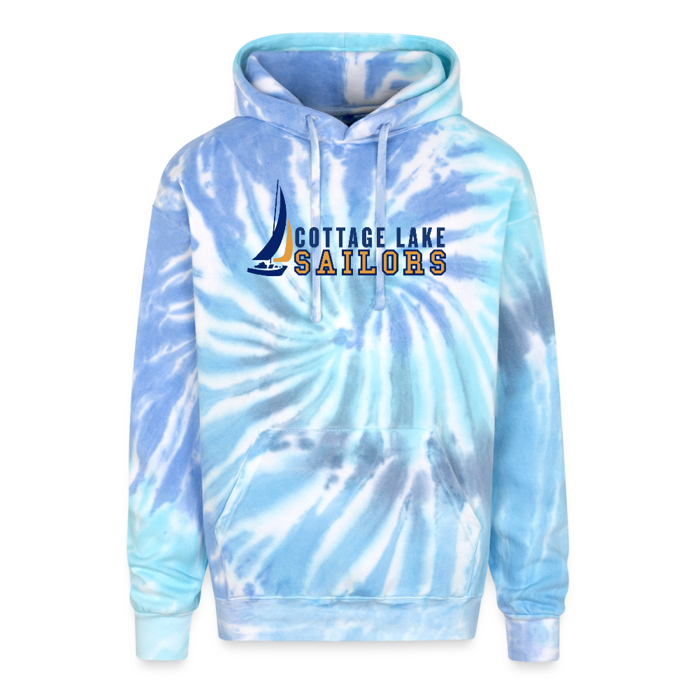 COTTAGE LAKE SPRING HOODIE 2 | Adult Tie Dye Hoodie - blue lagoon