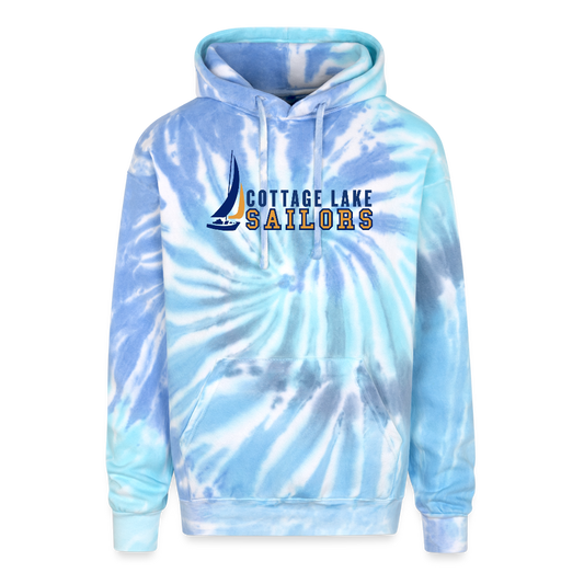 COTTAGE LAKE SPRING HOODIE 2 | Adult Tie Dye Hoodie - blue lagoon