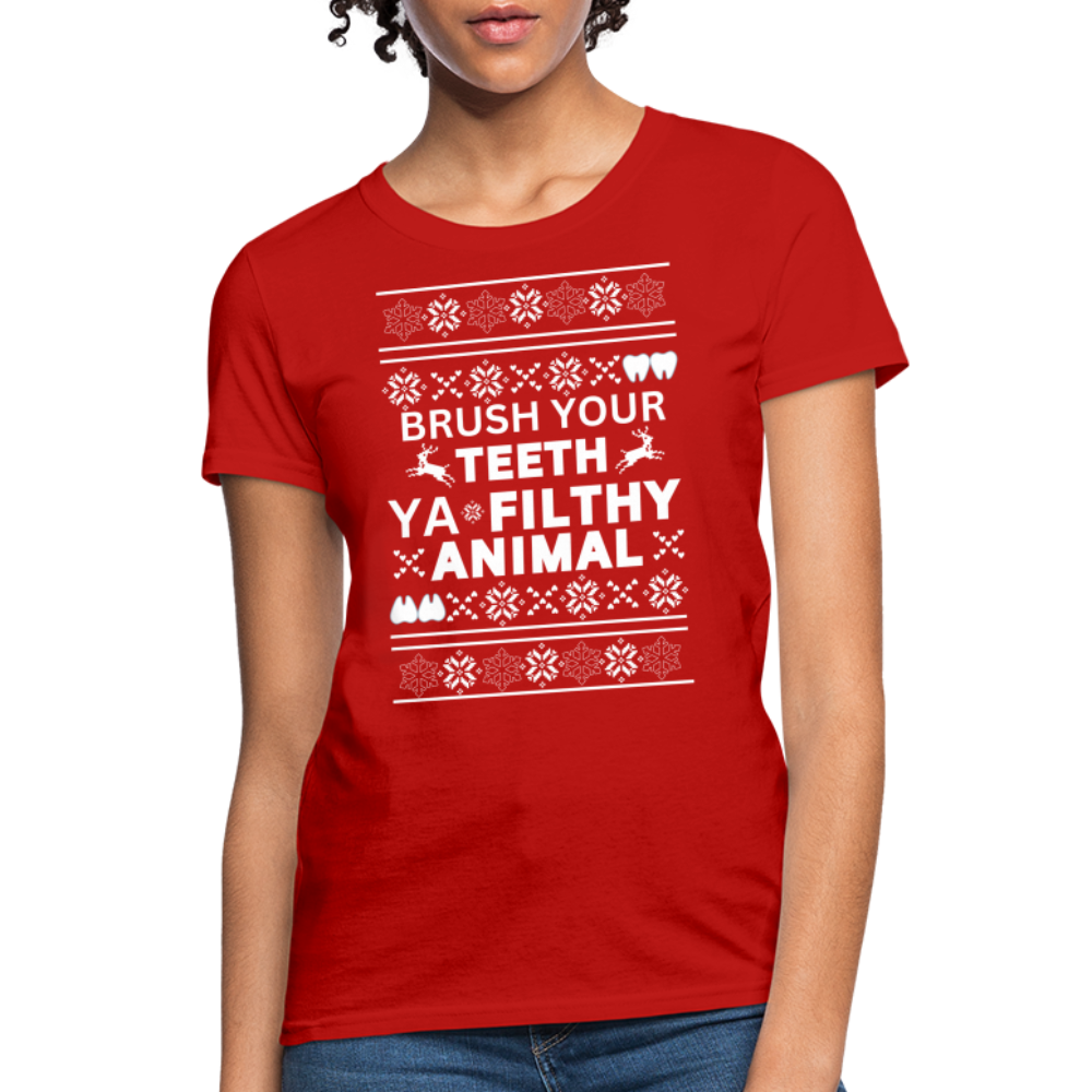 Filthy Animal Women's Tee - Dentist Addition - red