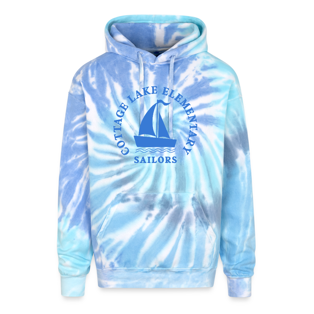 COTTAGE LAKE SPRING HOODIE | Adult Tie Dye Hoodie - blue lagoon