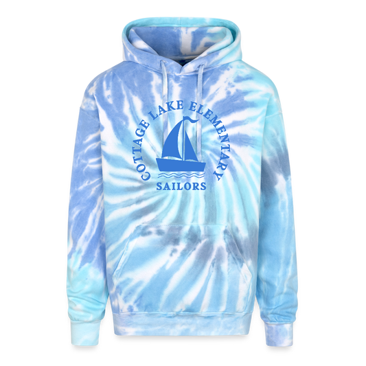 COTTAGE LAKE SPRING HOODIE | Adult Tie Dye Hoodie - blue lagoon