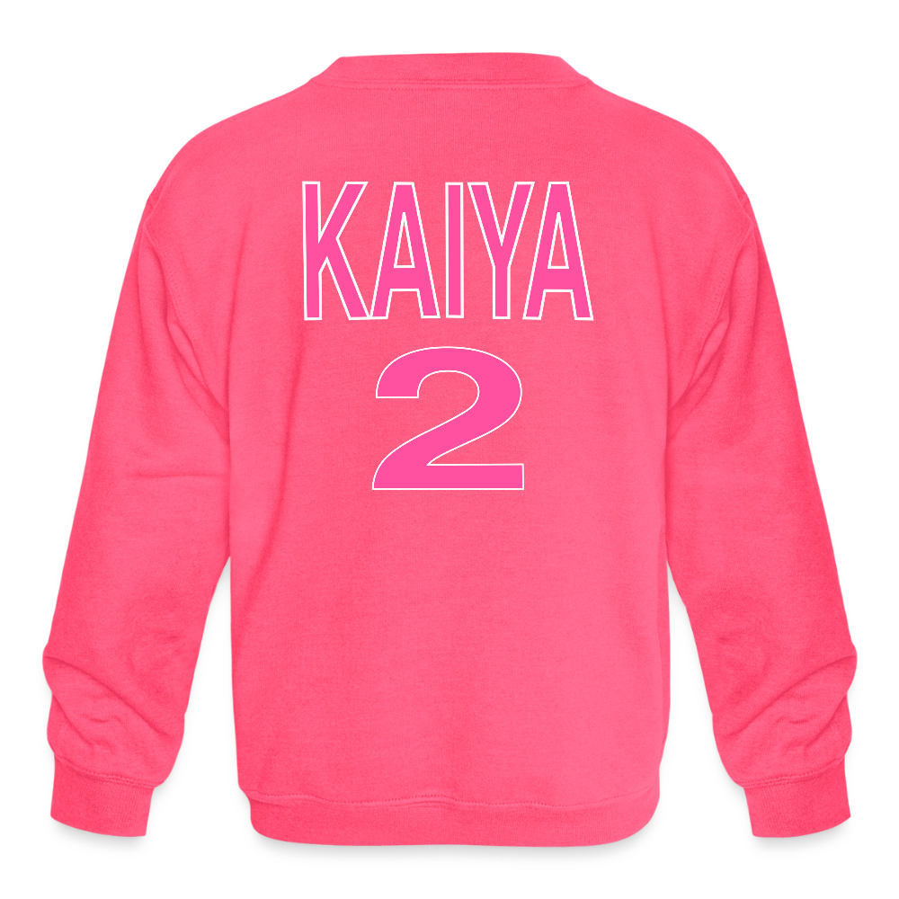 FLAMINGOS | KAIYA Youth Crewneck - neon pink