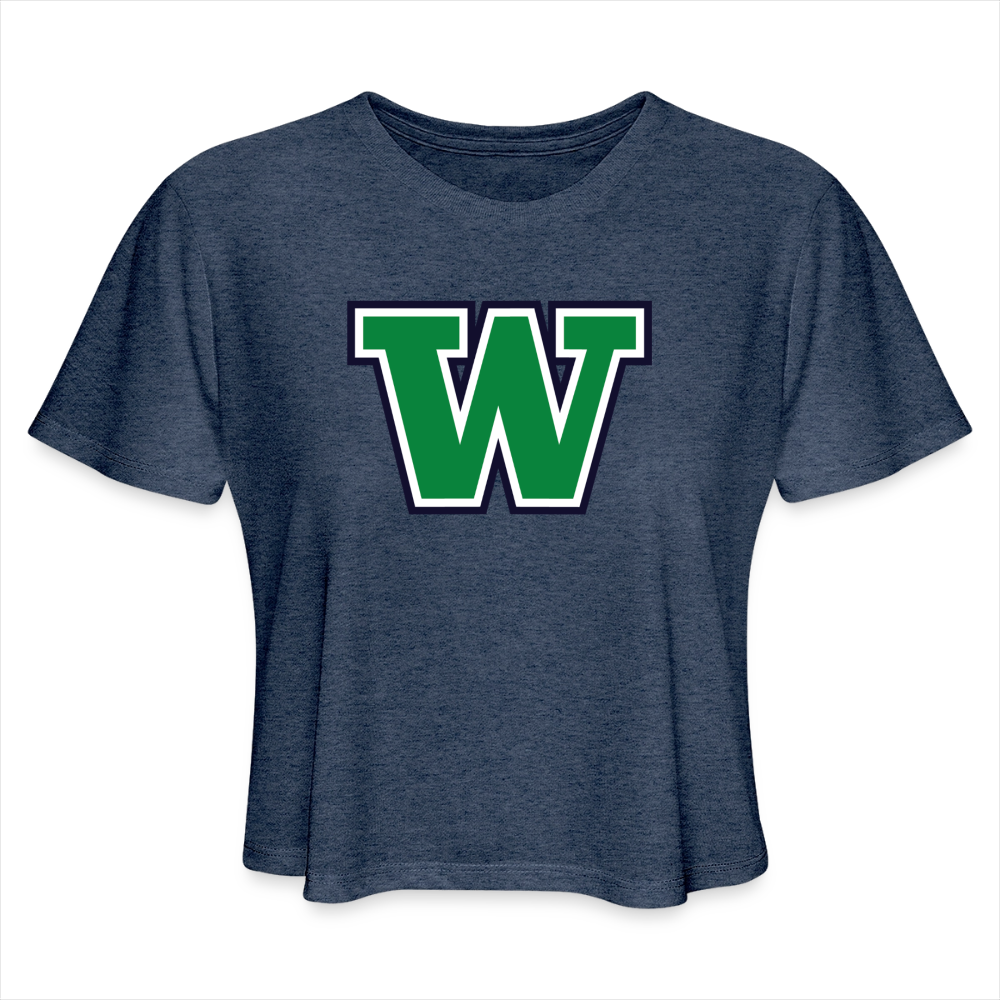 W for Woodinville | Women's Flow Cropped T-Shirt - heather navy